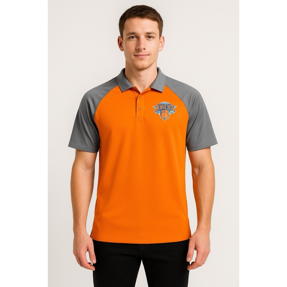Antigua NBA New York KNICKS Performance Polo Shirt‎ Orange Gray NWT Size Small